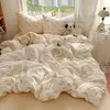 Juego de cuatro piezas de algodón kapok con hilo de doble capa, tacto nube, Clase A, sábana de algodón puro suave y amigable con la piel, funda de edredón, juego de tres piezas para cama de dormitorio~