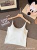 Nueva Camisola de Algodón Puro de Color Sólido para Primavera y Verano con Espalda en V Profunda, Top Versátil Simple de Corte Ajustado con Almohadillas en el Pecho y Espalda Descubierta