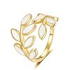 Anillo de hoja de circón de concha nueva transfronterizo para mujer, diseño de nicho de lujo ligero, anillo de dedo índice de alta gama, anillo abierto personalizado