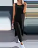 Moda Femenina Transfronteriza Primavera/Verano 2025 Amazon Vestido de Encaje sin Mangas de Color Sólido con Abertura y Diseño Hueco para un Viaje Elegante