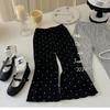 Pantalones de Campana de Lunares para Niñas Primavera y Verano Leggings Infantiles Estilo Coreano Modernos Delgados Pantalones para Caminar para Bebés Niñas