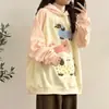 Sudadera con capucha de moda estilo retro chic japonés universitario Otoño e Invierno Nuevo Estilo Forrada de polar Holgada Adelgazante Manga Larga para Mujer