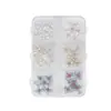 Joyería para Uñas Estilo Retro Cruz Cuervo Corazón Punk Oscuro Diamante Brillante Cruz Decoración Metálica para Uñas 6 Compartimentos