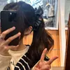 Nueva Pinza para el Cabello Estilo Coreano para Cola de Caballo de Mujer Pinza Banana de Gama Alta Accesorios para el Cabello de Terciopelo Cuadros Lazo Dulce Otoño e Invierno
