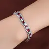 Pulsera de Zirconia Ovalada de Doble Fila de Venta Caliente Transfronteriza, Cadena de Muñeca Robusta Completamente Incrustada con Zirconia Brillante, Accesorio Exquisito de Lujo Ligero para Banquete y Vestido de Novia