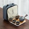 Hervidor de Té Perezoso de Cerámica Barro Negro Juego de Té Automático Tetera Portátil Pequeña para Viajes con Asa Lateral Bandeja de Té Té Kung Fu