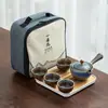 Infusor de Chá para Preguiçosos em Cerâmica Barro Preto Conjunto Automático de Chá Conjunto Pequeno Pote Portátil de Viagem com Alça Lateral Bandeja de Chá Chá Gongfu