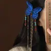 Pasador de Pelo con Borla de Resina de Mariposa Tejida Estilo de Lujo Ligero Retro de Gama Alta Pinza de Pato Moda Súper Hada Temperamento Accesorios para el Cabello Venta al por Mayor