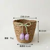 Cesta de Flores Tulipán Tejida en Paja para Escritorio, Cesta tipo Cubo Abrazable, Cesta de Mimbre para Almacenamiento de Plantas Verdes, Decoración de Maceta para Dama de Honor