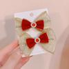 Accesorios para el cabello con lazo de terciopelo rojo de Año Nuevo, accesorios para el cabello, serie Princesa, malla dorada, corona, lazo, banda para el cabello, horquilla