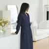 Bargain de liquidación Camisón de Primavera y Otoño para Mujer, Ropa de Dormir, Bata con Diseño de Lazo, Bata de Baño con Patrón de Gofre, Ropa para Hotel y Hogar