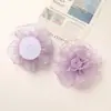 Estilo Dopamina Coreano de Férias Organza Borda Queimada Plissado Rosa DIY Acessórios de Cabelo Feitos à Mão Corsage Acessórios de Roupa