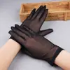 Guantes de Encaje para el Sol de Verano Malla Fina Transpirables Elásticos Negros Sexy Elegantes Calcetines para Manos Protección UV para Exteriores