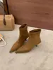 Botines Estilizados de Punta Fina con Tacón de Aguja 2026 Otoño Elegantes Botines Elásticos de Gamuza para Mujer con Hebilla Cuadrada