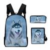 2020 Nuevo Producto Husky Tela Oxford Moda para Hombres y Mujeres Mochila Estampada en 3D Set