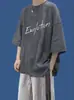Camiseta de Manga Corta de Algodón Puro para Hombre de Verano, Estilo Harajuku Hong Kong Ins, Cuello Redondo Japonés, Estampada, Moderna, Holgada, Manga de Tres Cuartos