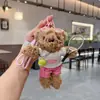 Colgante de Muñeco Oso de Peluche Creativo, Traje de Tenis de Moda, Llavero de Coche, Colgante de Bolsa de Muñeca Lindo y Adorable