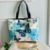 Bolsa feminina 2023 nova bolsa de lona com desenho bolsa de ombro moda bolsa de compras estampada casual moderna bolsa grande horizontal