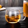 Venta al por mayor de fábrica taza de vidrio creativa taza de té de flores con asa taza de té de vidrio de una sola capa taza de café de vidrio transparente