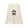 Comercio exterior transfronterizo al por mayor para mujer nuevo AliExpress ZRA en stock lazo textura decorativa textura superior pantalones acampanados