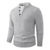 Suéter Henley casual de punto suelto transfronterizo nuevo de manga larga, estilo retro americano otoño/invierno, capa base de punto para hombre
