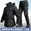Ropa de trabajo estilo militar para primavera y otoño, corte holgado, multibolsillos, ropa protectora duradera, chaqueta para hombre talla grande, ropa de trabajo