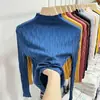 Camiseta Base de Punto de Cuello Medio para Mujer, Nuevo Top Rayado Otoño e Invierno 2026, Atuendo de Otoño, Capa Interior Ajustada