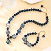 Set de Collar de Cuentas de Vidrio con Degradado Azul, Exquisita Cadena para Suéter, Popular en Transmisiones en Vivo, Set de Collares Versátil