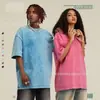 Camiseta de Verano Nueva de Algodón Puro de Color Sólido con Mangas Cortas, Estilo Retro Americano Desgastado Lavado, Top Fresco con Estilo