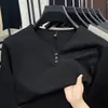 Camiseta de Manga Larga de Algodón de Color Sólido para Hombre Primavera y Otoño 2026, Camiseta Básica Casual de Cuello Redondo para Hombre, Mayoreo