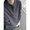 Sudadera Pesada Sencilla con Media Cremallera Texturizada para Hombre Otoño Talla Grande Moderna Holgada Juvenil Fresca Top