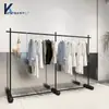 Arara Preta para Loja de Roupas, Arara de Chão Espessa, Ilha Expositora para Loja de Roupas Masculinas e Femininas, Prateleiras para Atacado