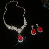 ¡Lujo europeo y americano! Collar de flor de circón de colores con gota de agua, cadena para clavícula de estilo court vintage, joyería de lujo ligero de alta gama
