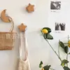 Ganchos de Madera Maciza con Forma de Estrella, Lindos Ganchos Decorativos de Luna Adhesivos, Ganchos de Madera Simples para Pared sin Taladro, Flor Nube