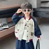 Chaqueta de béisbol de lana para niños para primavera y otoño, estilo coreano, cárdigan deportivo casual elegante para niños, top para bebé, comercio exterior