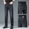 Jeans negros elásticos de alta gama italianos para hombre, corte recto ajustado, nuevo modelo de primavera, pantalones ajustados de estilo business casual