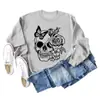Estação independente Amazon wish caveira borboleta rosa, moda europeia e americana camisa de manga comprida feminina novo suéter atacado