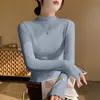 Camisa Básica com Borda Franzida para Mulheres, Estilo Outono e Inverno, Gola Meia-Alta, Novo Modelo 2025, Veludo Alemão com Adição de Lã, Manga Longa, Corte Justo