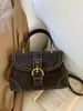 Bolsa de Mão de Camurça Usada para Mulheres, Nova Tendência Outono/Inverno 2025 Moda de Luxo Pequena Quadrada Versátil Bolsa Transversal