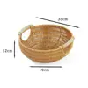 Cesto de Frutas de Rattan Sintético Cesto de Pão Exibição Armazenamento de Plástico Cesto Trançado Criativo Cesto de Rattan para Doces Bandeja Simples para Lanches