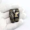 Estilo Étnico Retro Ágata Dzi Dios de la Riqueza Dzi Perla Superior Ágata Roja Negra Envejecida Diente de Tigre Perla Barril Nueve