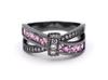 Jieling Nuevo Producto Transfronterizo Más Vendido Moda Negro Oro Conjunto Cruzado Anillo de Diamante Ópalo Circonita Anillo Geométrico Versátil