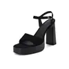 Sandalias de Verano de una Sola Tira con Hebilla, Sandalias de Tacón Alto, Tacones Gruesos, Nuevo Estilo Verano 2026, Punta Abierta, Estilo Británico, Negro y Marrón