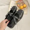 Sapatos Mary Jane com tira cruzada e laço, coleção outono 2026, estilo doce, com salto oculto, sapatilhas versáteis de bico fino