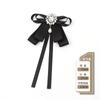 Gravata borboleta feminina laço decorativo fita laço preto temperamento estilo britânico camisa casaco formal gola broche de flor acessórios