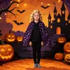 Fantasias de Halloween Europeias e Americanas Cosplay Capa de Morcego Homens Mulheres Crianças Roxo Estampa Integral Manto Capa Bruxa Engraçada