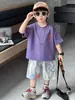 0708 Conjunto de Verano de Manga Corta para Niños 2026 Nuevo Conjunto de Dos Piezas de Moda para Niños, Ropa Infantil Fresca y Elegante