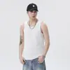 Colete Preto Puro Estilo Americano para Homens, Roupa de Verão, Camiseta Esportiva Fitness, Camiseta de Baixo Pura Algodão sem Mangas