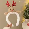 Faixa de Cabeça Fofa de Pelúcia Papai Noel Cabeça de Rena Vestido de Natal Faixa de Cabeça com Galhos Homem de Gengibre Lavagem de Rosto Outono e Inverno Grampo de Cabelo
