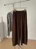 Calça feminina de cintura alta, pantalona fluida, nova coleção outono 2026, cós elástico, bolsos, caimento solto, calça casual de vovó
